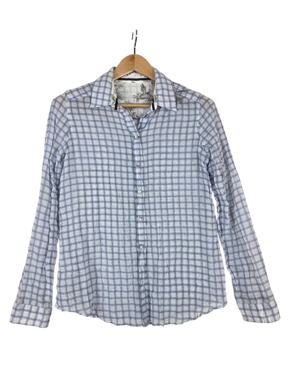 Cop.Copine Alali plaid lightweight  Light Blue Windowpane Button-Down Shirt